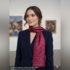 Bugatti Red and Blue Patterned 100% Silk Scarf Designer